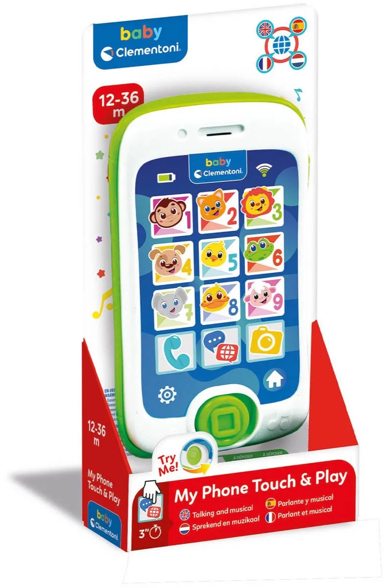 Babyspeelgoed - Smartphone Touch & Play - Educatief spel met dierengeluiden en cijfers - vanaf 10 maanden fra Clementoni i Flerfarvet – produktbillede