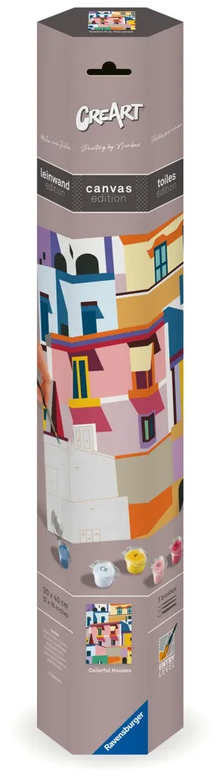 Puzzle Peinture au Numéro - CréArt - Edition Toiles - Colorful Houses fra Ravensburger – produktbillede 2 af 2