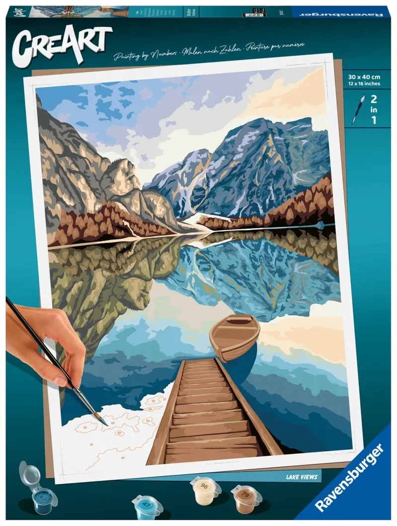 Puzzle Peinture au Numéro - CréArt - Lake Views van Ravensburger – productfoto 2 van 2
