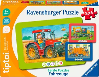 Puzzle tiptoi® 3 erste Puzzles: Fahrzeuge, 12 Puzzleteile, Made in Europe van Ravensburger in Meerkleurig – productfoto 1 van 4