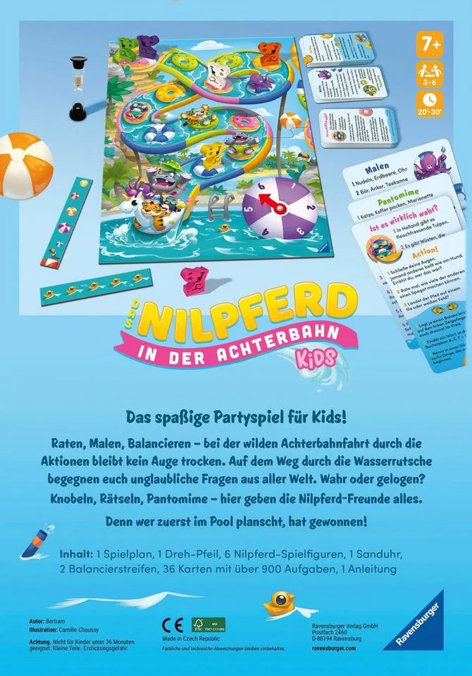 Spiel Das Nilpferd in der Achterbahn - Kids, Kinderspiel, Made in Europe van Ravensburger in Meerkleurig – productfoto 3 van 3
