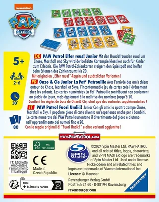 Spiel PAW Patrol Elfer raus! Junior, Made in Europe van Ravensburger in Meerkleurig – productfoto 3 van 3