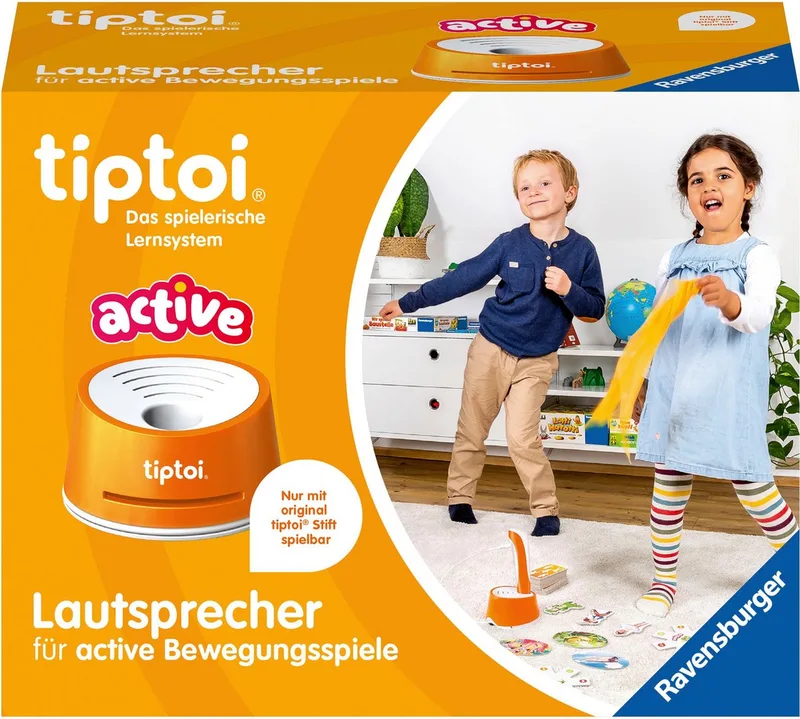 Spiel tiptoi® ACTIVE Lautsprecher, Bewegungsspiel, für den tiptoi®-Stift, Made in Europe van Ravensburger in Oranje – productfoto 2 van 2