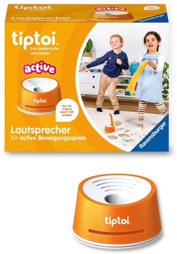 Spiel tiptoi® ACTIVE Lautsprecher, Bewegungsspiel, für den tiptoi®-Stift, Made in Europe van Ravensburger in Oranje – productfoto 1 van 2