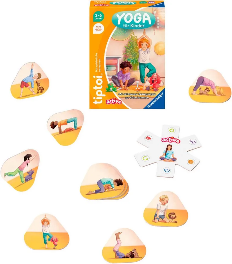 Spiel tiptoi® ACTIVE Yoga für Kinder, Bewegungsspiel, Made in Europe fra Ravensburger i Flerfarvet – produktbillede 2 af 2