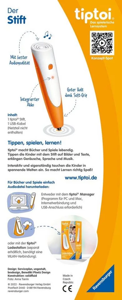 Spiel tiptoi® Der Stift, Made in Europe by Ravensburger in Orange, White – product photo 4 of 4
