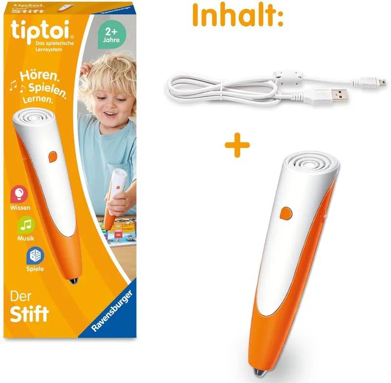 Spiel tiptoi® Der Stift, Made in Europe by Ravensburger in Orange, White – product photo 3 of 4