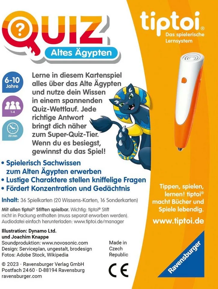 Spiel tiptoi® Quiz Altes Ägypten, Kinderspiel, Made in Europe by Ravensburger in Multicolour – product photo 3 of 3