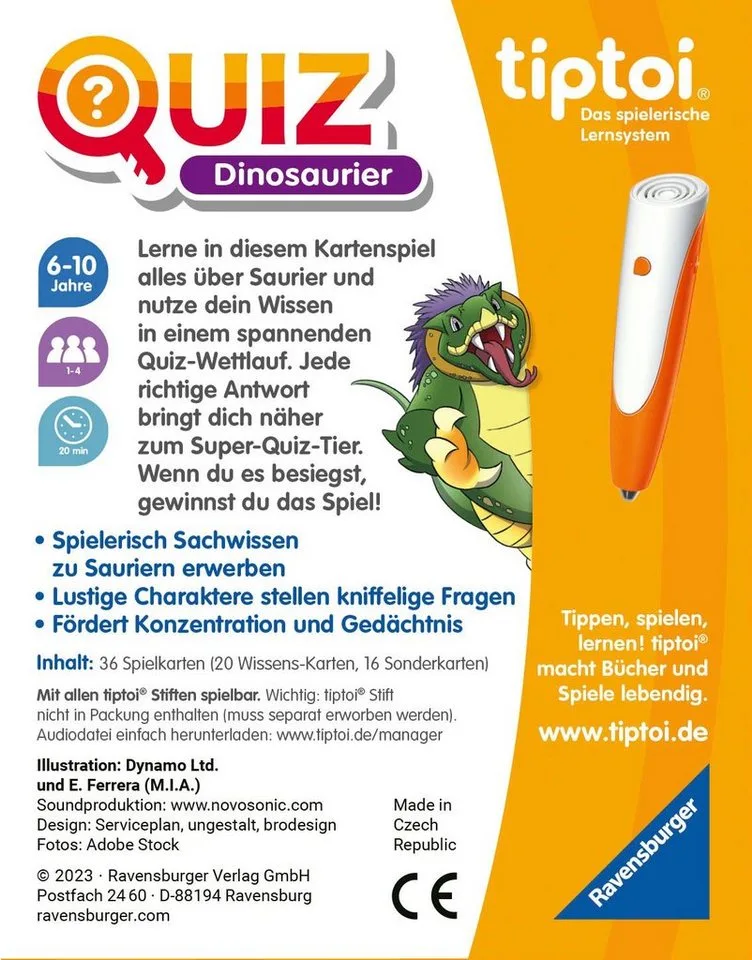 Spiel tiptoi® Quiz Dinosaurier, Kinderspiel, Made in Europe von Ravensburger in Mehrfarbig – Produktfoto 3 von 3
