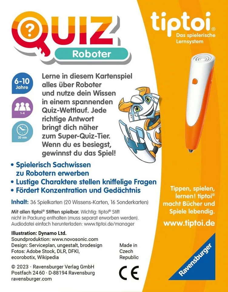 Spiel tiptoi® Quiz Roboter, Kinderspiel, Made in Europe von Ravensburger in Mehrfarbig – Produktfoto 3 von 3