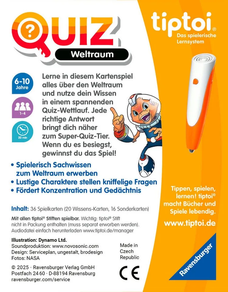 Spiel tiptoi® Quiz Weltraum, Reisespiel, Made in Europe von Ravensburger in Mehrfarbig – Produktfoto 3 von 3