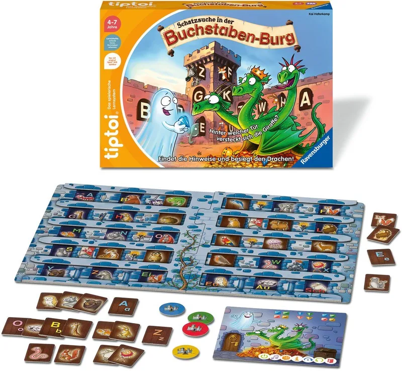 Spiel tiptoi® Schatzsuche in der Buchstaben-Burg, Made in Europe von Ravensburger in Mehrfarbig – Produktfoto 1 von 4