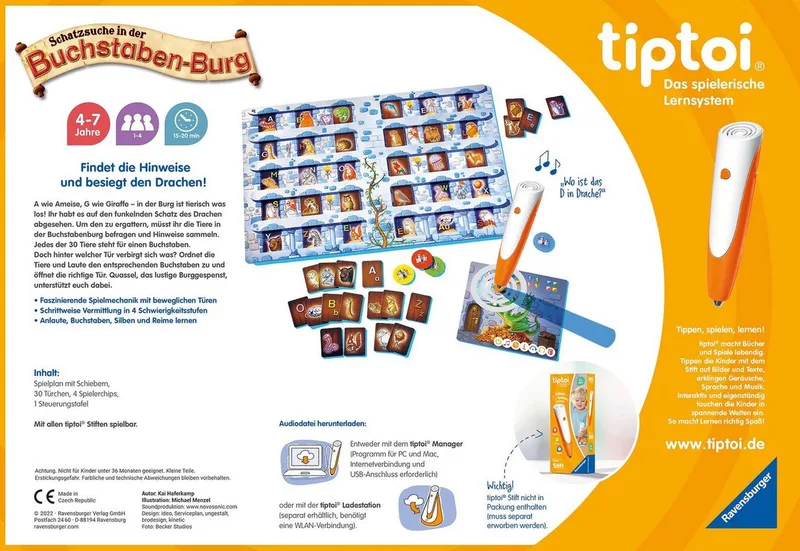 Spiel tiptoi® Schatzsuche in der Buchstaben-Burg, Made in Europe von Ravensburger in Mehrfarbig – Produktfoto 4 von 4