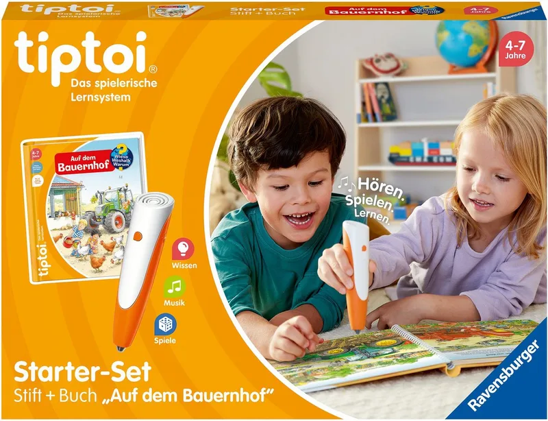 Spiel tiptoi® Starter-Set: Stift und Bauernhof-Buch, Made in Europe by Ravensburger in Multicolour – product photo 1 of 5