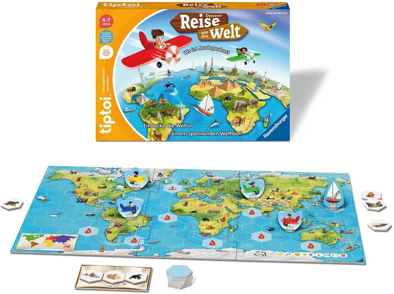 Spiel tiptoi® Unsere Reise um die Welt, Made in Europe van Ravensburger in Meerkleurig – productfoto 1 van 4