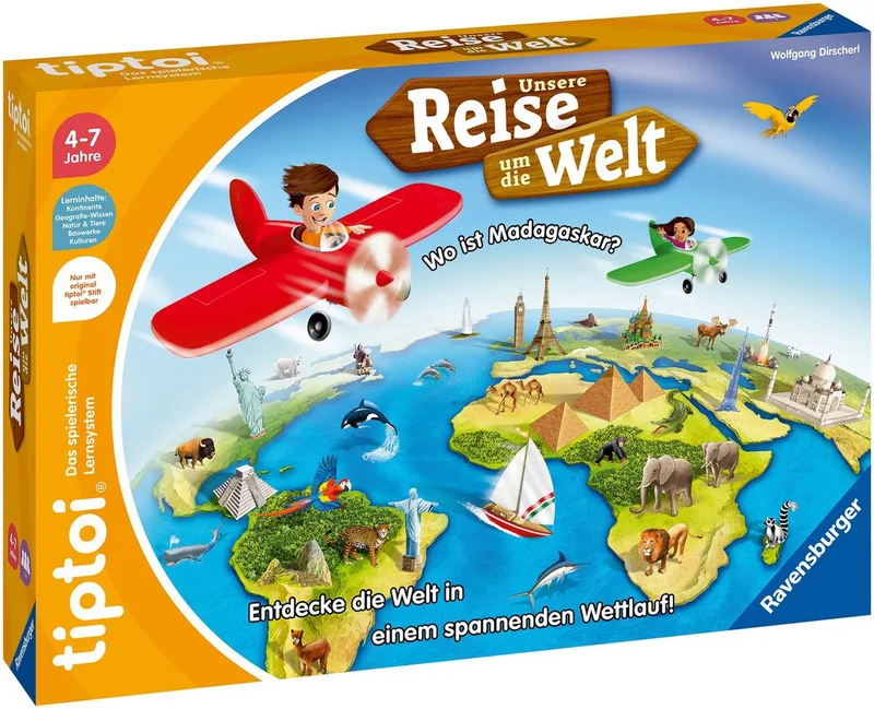 Spiel tiptoi® Unsere Reise um die Welt, Made in Europe van Ravensburger in Meerkleurig – productfoto 2 van 4