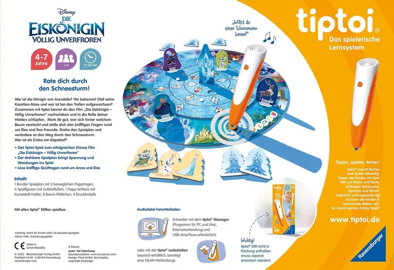 Spiel tiptoi® Völlig unverfroren - Das verdrehte Wettlaufspiel, Disney Die Eiskönigin de Ravensburger en Multicolore – photo du produit 4 sur 4