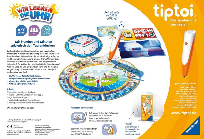 Spiel tiptoi® Wir lernen die Uhr, Made in Europe von Ravensburger in Mehrfarbig – Produktfoto 4 von 4