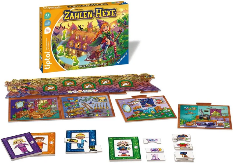 Spiel tiptoi® Zahlen-Hexe, Made in Europe van Ravensburger in Meerkleurig – productfoto 4 van 4