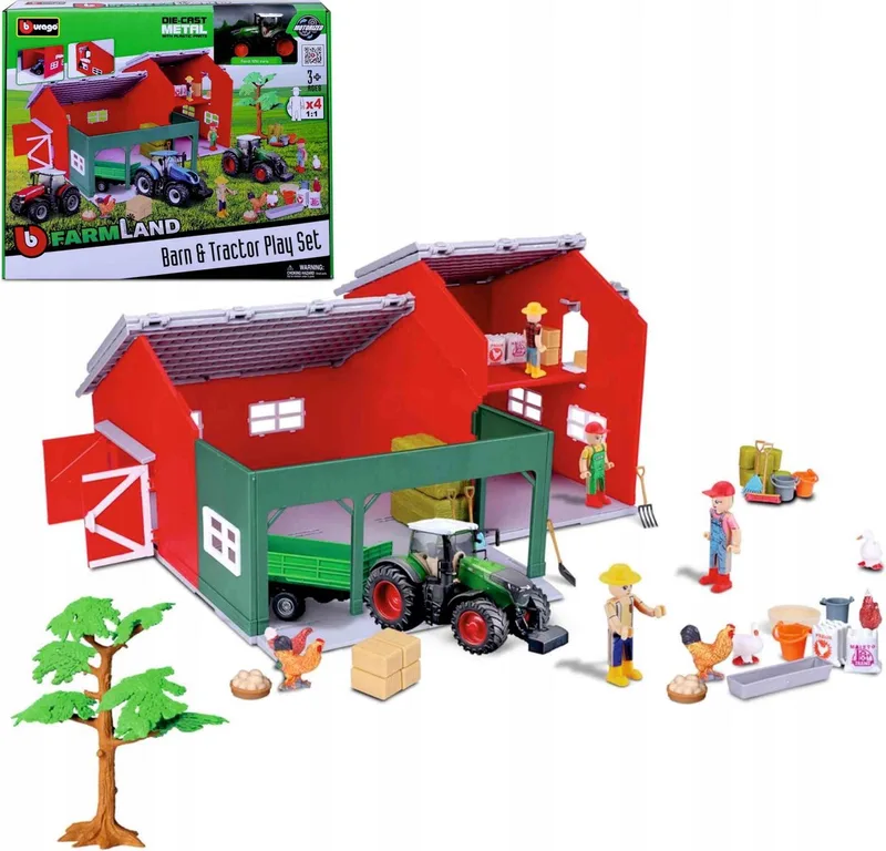 Boerderijset met groene tractor in accessoires, 3+ jaar von Bburago in Grün – Produktfoto