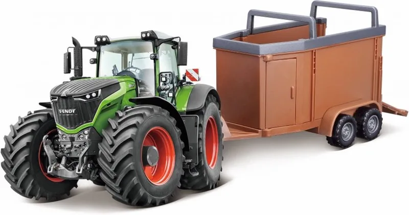 Fendt 1000 VARIO TRACTOR + LIVESTOCK FORWARDER groen/rood schaalmodel 10 CM från Bburago i Flerfärgad – produktbild