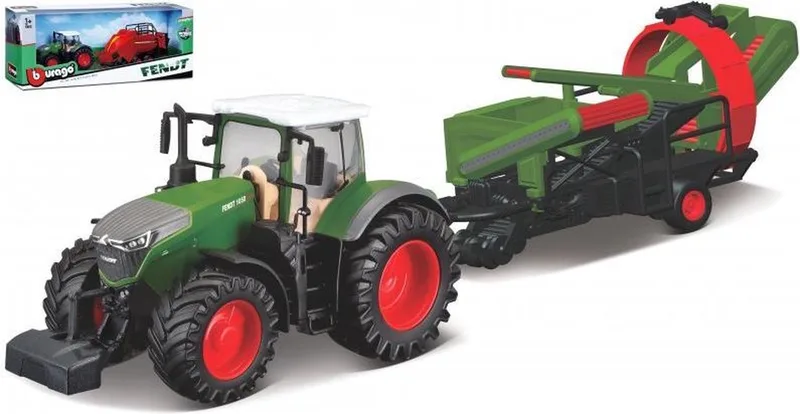 Fendt 1050 VARIO + CULTIVATOR groen/rood schaalmodel 10 CM från Bburago i Grön – produktbild