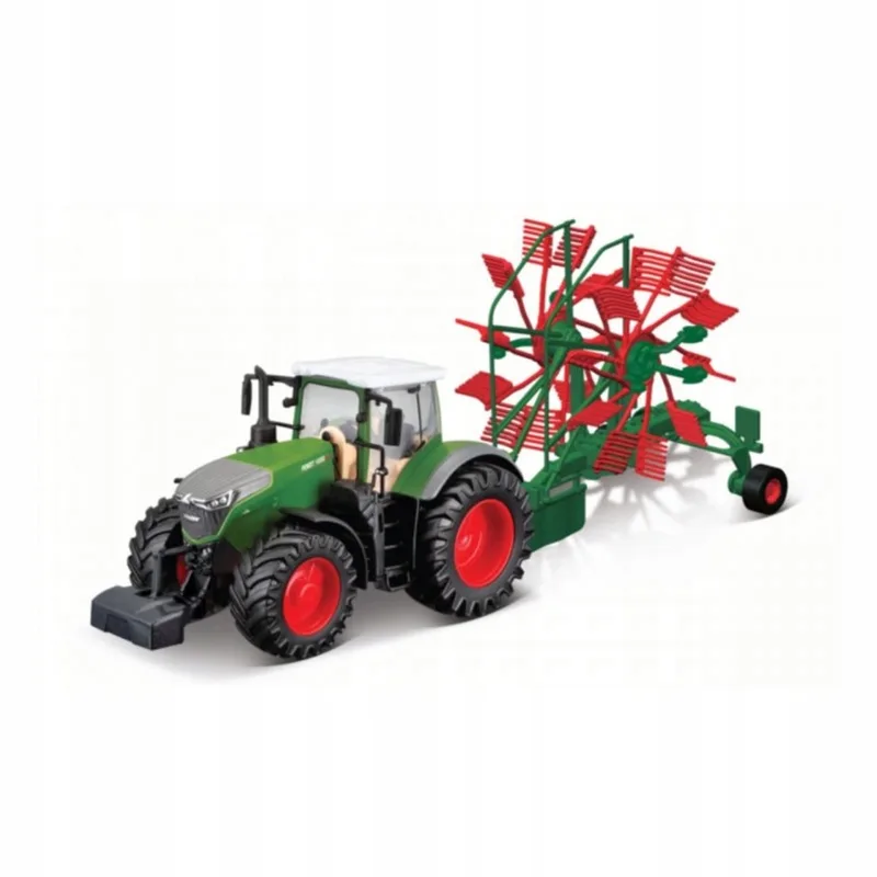 Fendt 1050 Vario Tractor met Wielhark - Metalen Speelgoed från Bburago i Röd – produktbild