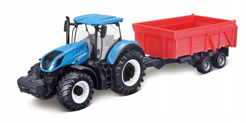 New Holland T7.315 Tractor met Aanhanger Speelgoed de Bburago en Bleu – photo du produit