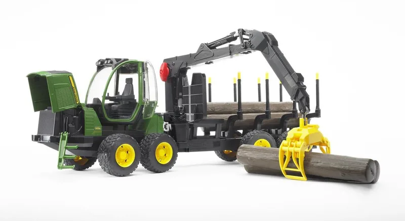 John Deere 1210E Forwarder with 4 trunks and grab – 02133 · 1:16 från Bruder – produktbild 1 av 5