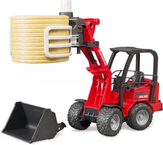 Schäffer Compact loader 2630 with bale gripper + bale – 02192 · 1:16 fra Bruder – produktbillede 1 af 5