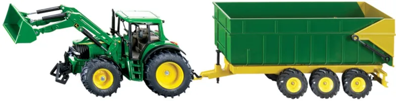 John Deere mit Frontlader und Anhänger – 1843 von Siku – Produktfoto