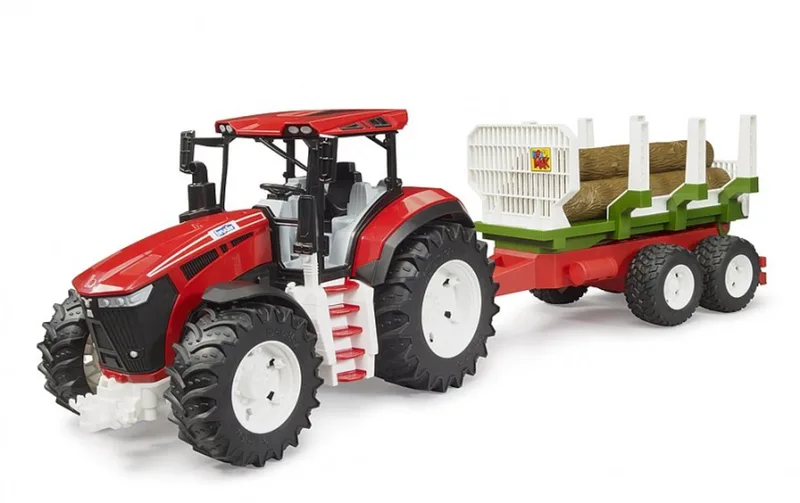 Tracteur ROADMAX avec remorque forestière et 3 troncs d’arbre – 03453 de Bruder – photo du produit 1 sur 3