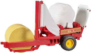 Ballenwickler mit strohgelbem und weißem Rundballen – 02122 · 1:16 von Bruder – Produktfoto 1 von 5