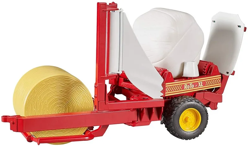 Ballenwickler mit strohgelbem und weißem Rundballen – 02122 · 1:16 von Bruder – Produktfoto 1 von 5