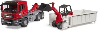 MAN TGS LKW mit Abrollcontainer + Schäffer Hoflader 2630 – 03767 · 1:16 von Bruder – Produktfoto 1 von 5