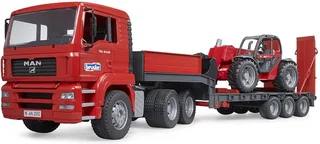 MAN TGA dieplader met Manitou verreiker – 02774 · 1:16 van Bruder – productfoto 1 van 5
