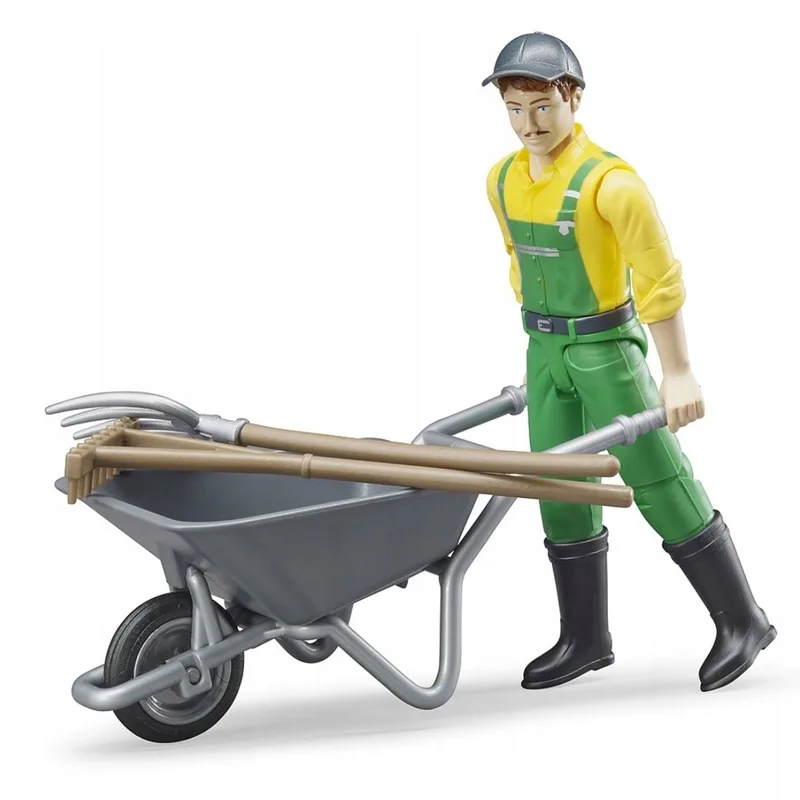 Boer met Kruiwagen Figuur 1:16 - Speelgoed Boerderij van Bruder – productfoto