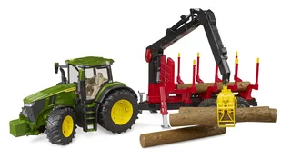 John Deere 7R avec remorque forestière et 4 troncs d’arbre – 03154 · 1:16 de Bruder – photo du produit 1 sur 4