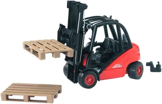 Linde Gabelstapler H30D met Anhängerkupplung en 2 Paletten – 02511 · 1:16 van Bruder – productfoto 3 van 5