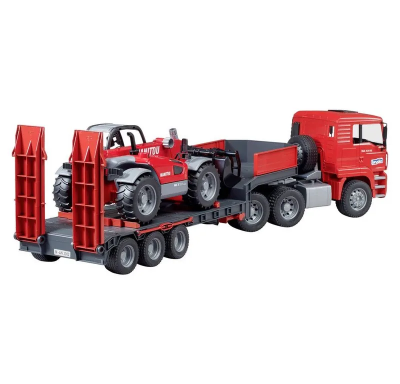 MAN TGA dieplader met Manitou verreiker – 02774 · 1:16 van Bruder – productfoto 5 van 5