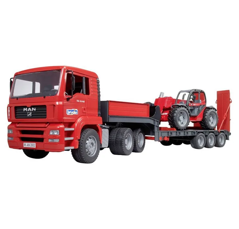MAN TGA dieplader met Manitou verreiker – 02774 · 1:16 van Bruder – productfoto 3 van 5