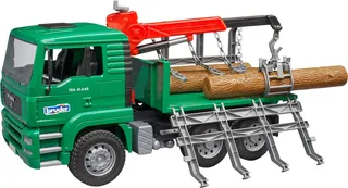 MAN Holztransport-LKW mit Ladekran und 3 Baumstämmen – 02769 · 1:16 von Bruder – Produktfoto 3 von 5