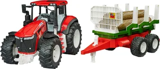 Tracteur ROADMAX avec remorque forestière et 3 troncs d’arbre – 03453 de Bruder – photo du produit 2 sur 3