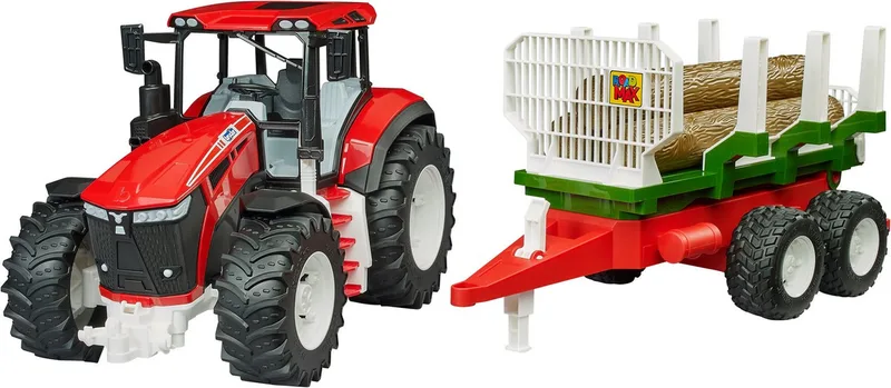 Tracteur ROADMAX avec remorque forestière et 3 troncs d’arbre – 03453 de Bruder – photo du produit 2 sur 3