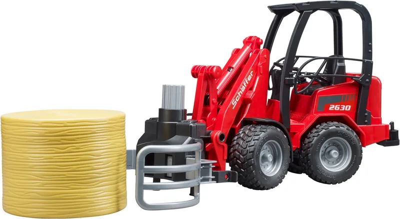 Schäffer Compact loader 2630 with bale gripper + bale – 02192 · 1:16 fra Bruder – produktbillede 2 af 5