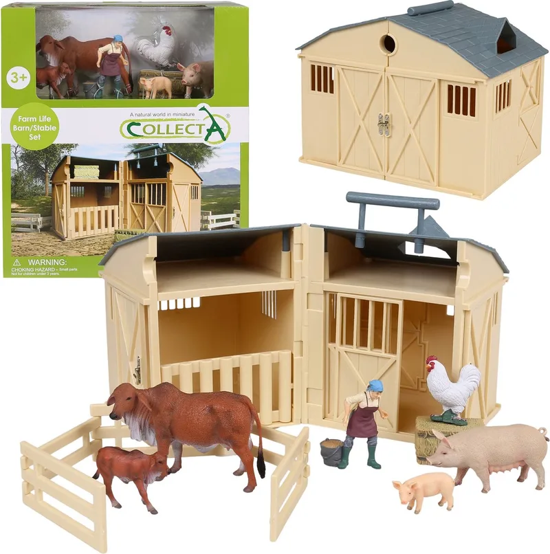 Bam Speelset - Boerderijdieren Figuurset, Schuur 3+ fra Collecta – produktbillede
