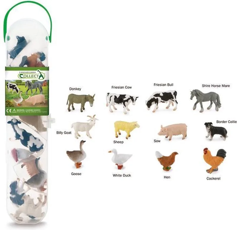 Figurine Mini Set - 12 Boerderijdieren - Boerderijdieren - Handgeschilderd - Miniatuur de Collecta en Multicolore – photo du produit