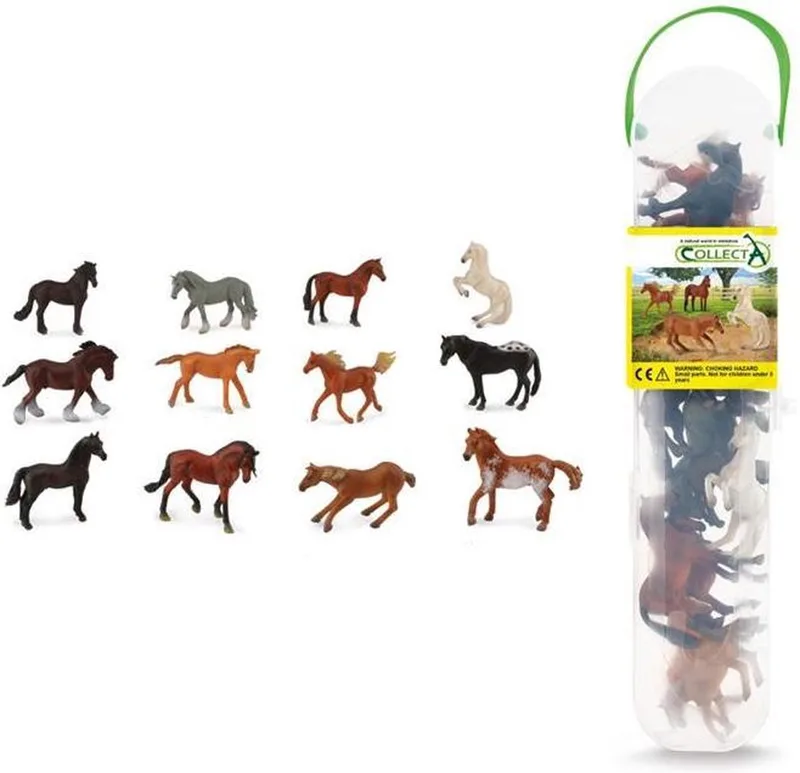 Figurine Mini Set - 12 Paarden - Paarden - Handgeschilderd - Miniatuur fra Collecta i Flerfarvet – produktbillede