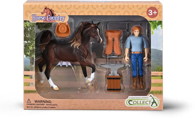 Figurine Set - Smid En Accessoires Met Paard - Paarden - Handgeschilderd - Miniatuur från Collecta i Flerfärgad – produktbild