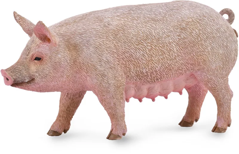 Figurine - Zeug - (M) - Boerderijdieren - Handgeschilderd - Miniatuur fra Collecta i Lyserød – produktbillede